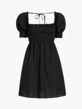 Hill House Athena Nap Dress in Black Swiss Dot, XS